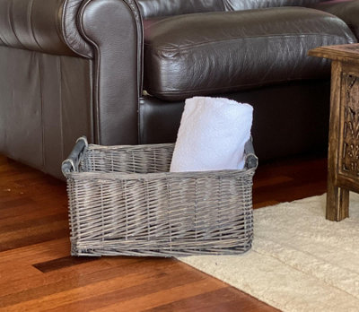 Large grey wicker clearance storage baskets