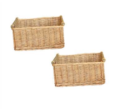 Wicker Storage Basket with Wooden Handle, Decorative Wicker Small Basket 3  Pack