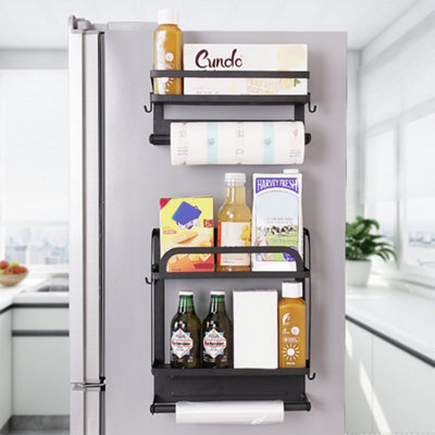Kitchen Magnetic Storage Shelf Organiser with Paper Roll Cling File Holder