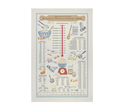 Kitchen Measurements Food and Drink 100% Cotton Tea Towel Price Comparisons | Compare The Build