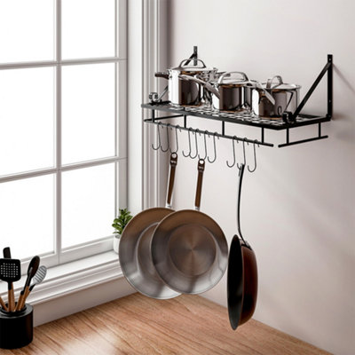 Kitchen Metal Shelves Saucepan Pan Pot Rack Storage Shelf with