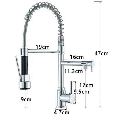 Kitchen Mixer Tap Chrome Pull Out Dual Spout Spray Monobloc Single Lever
