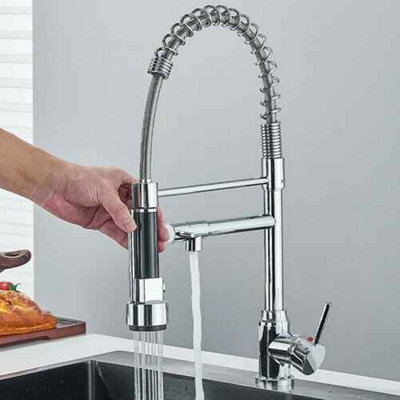 Kitchen Mixer Tap Chrome Pull Out Dual Spout Spray Monobloc Single Lever