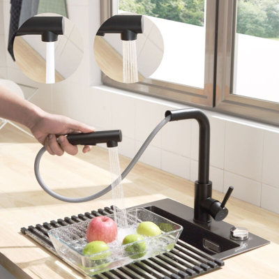 Kitchen mixer tap with pull-out spray head, single control, 360 Degree ...