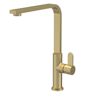 Kitchen Mono Mixer Tap with 1 Lever Handle, 302mm - Brushed Brass