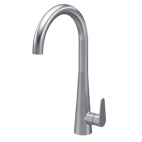 Kitchen Mono Mixer Tap with 1 Lever Handle, 398mm - Brushed Nickel