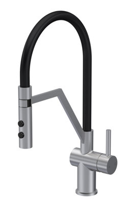 Kitchen Mono Mixer Tap with 1 Lever Handle, 436mm - Brushed Nickel