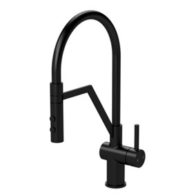 Kitchen Mono Mixer Tap with 1 Lever Handle, 436mm - Matt Black