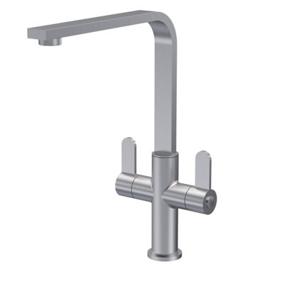 Kitchen Mono Mixer Tap with 2 Lever Handles, 302mm - Brushed Nickel