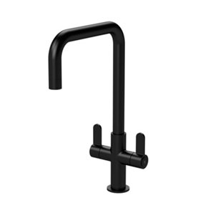 Kitchen Mono Mixer Tap with 2 Lever Handles, 361mm - Matt Black