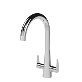 Kitchen Mono Mixer Tap with 2 Lever Handles, 398mm - Chrome