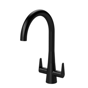 Kitchen Mono Mixer Tap with 2 Lever Handles, 398mm - Matt Black