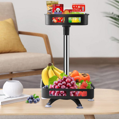Kitchen Organizer 2 Tier Lazy Susan Turntable 360 Rotating Spice Rack Black