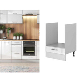 Kitchen Oven Housing Unit 600mm Single Oven Cabinet Modern White Gloss Slab Storage Ella