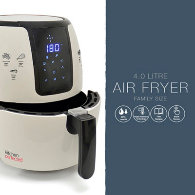 Kitchen Perfected 4L XL Family Sized Digi-Touch AIRFRYER -  Cream/Black