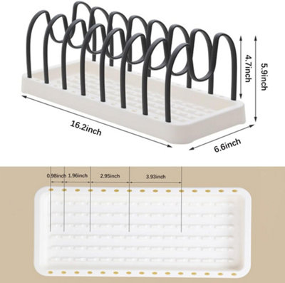 Kitchen Plate and Pan Organiser Rack Durable Plastic Pot Lid Holder ...