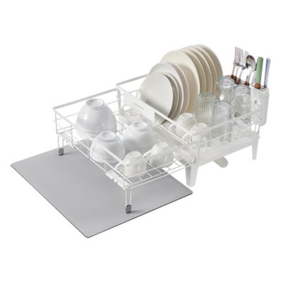 Kitchen Plate Rack, Dish Drainer with Drainboard and Cutlery Holder ...