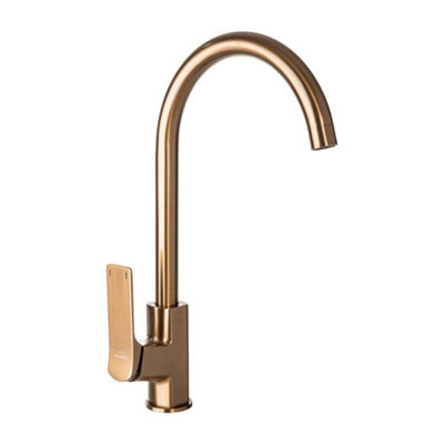 Kitchen Sink Mixer Tap Brushed Copper Bronze Deck Mounted Swan NERI PLUS