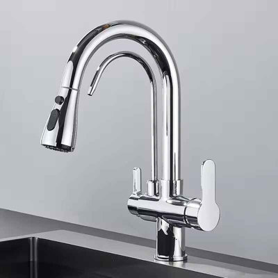 Kitchen sink mixer tap, Chrome finish three way filtered water pull out ...
