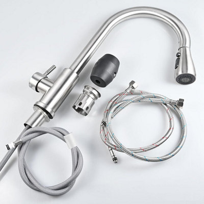 Kitchen Sink Mixer Taps Pull Out Spout Spray Single Lever Modern Mono