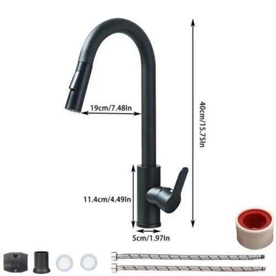 Kitchen Sink Mono Mixer Tap Pull-Out Spray Single Lever black
