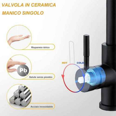 Kitchen Sink Mono Mixer Tap Pull-Out Spray Single Lever black