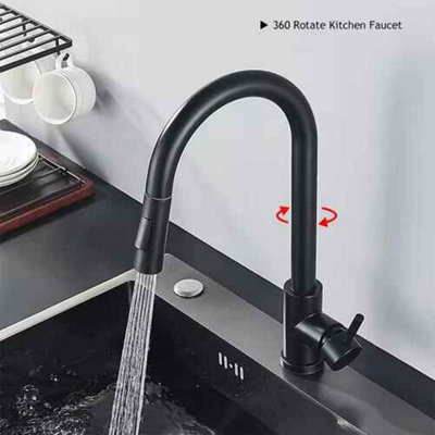 Kitchen Sink Mono Mixer Tap Pull-Out Spray Single Lever black
