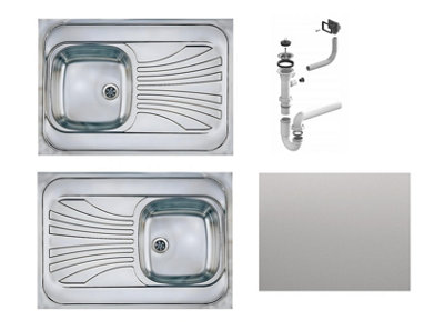 Kitchen Sink Single Bowl Sit On with Drainer Stainless Steel 800 x 600 mm Prima