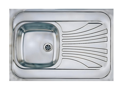 Kitchen Sink Single Bowl Sit On with Drainer Stainless Steel 800 x 600 mm Prima