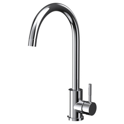 Kitchen Sink Tap Chrome Single Hole Deck Mounted Lever Swivel Spout ...