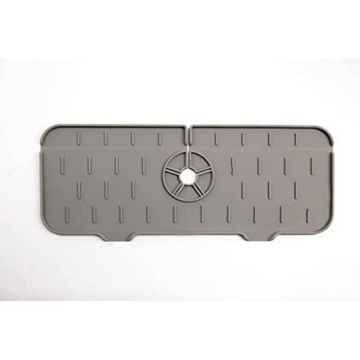 Kitchen Sink Tap Faucet Protection Mat - Grey Non-Slip Silicone Splash Guard for Protecting Countertops from Water Stains