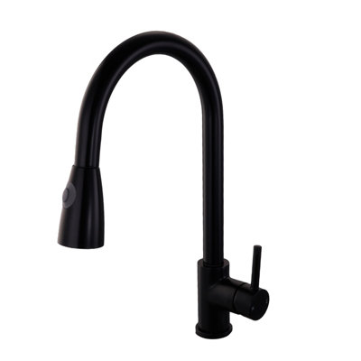 Kitchen Sink Taps Mixer with Pull Out Spray High Arc Pull Down Stainless Steel Kitchen Faucet Matte Black