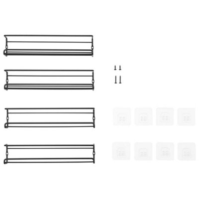 Kitchen Spice Rack Set of 4 Wall Mount Metal Wire Storage Shelf Spice ...