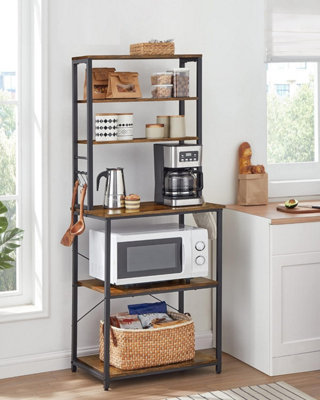 Kitchen Storage Organizer, Baker's Rack, 6 Shelves with 6 Hooks, Sturdy ...
