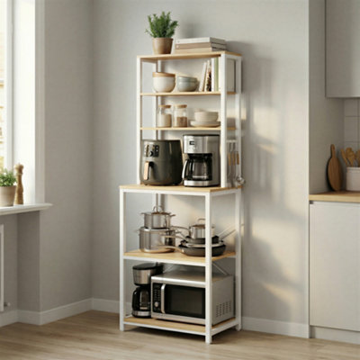 Kitchen Storage Rack,Baker's Rack, Total 6 Shelves And 6 Hooks, For ...