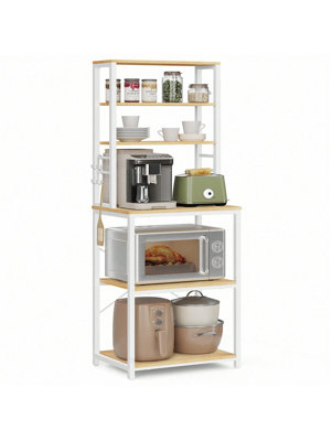 Kitchen Storage Rack,Baker's Rack, Total 6 Shelves And 6 Hooks, For ...