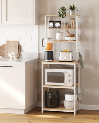 Kitchen Storage Rack, Coffee Bar, Baker's Rack, 6 Shelves and 6 Hooks ...
