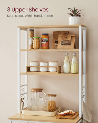 Kitchen Storage Rack, Coffee Bar, Baker's Rack, 6 Shelves and 6 Hooks ...