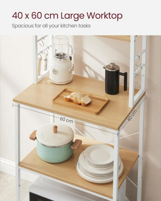 Kitchen Storage Rack, Coffee Bar, Baker's Rack, 6 Shelves and 6 Hooks ...