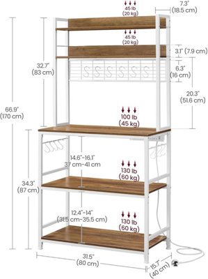 Kitchen Storage Rack, with Power Outlet, Baker's Stand, Wire Panel ...