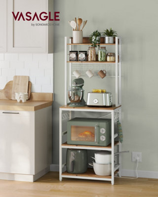Kitchen Storage Rack with Power Outlet, Coffee Bar, Baker's Rack, with ...