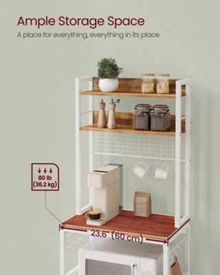 Kitchen Storage Rack with Power Outlet, Coffee Bar, Baker's Rack, with ...