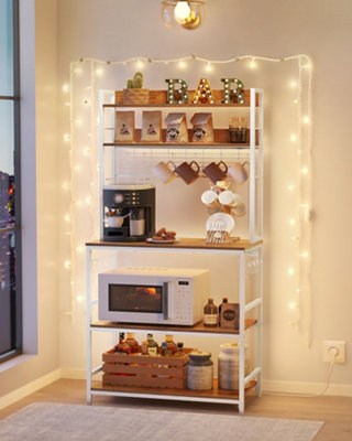 Kitchen Storage Rack with Power Outlet, Coffee Bar, Baker's Rack, with ...
