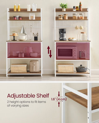 Kitchen Storage Rack with Power Outlet, Coffee Bar, Baker's Rack, with ...