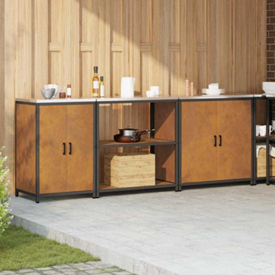 Kitchen Storage Set with Shelf 3 pcs Rusty 240 x 50 x 92 cm