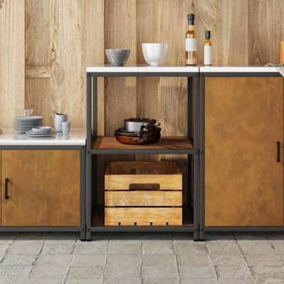 Kitchen Storage Shelf with Shelf Rusty Weathering steel
