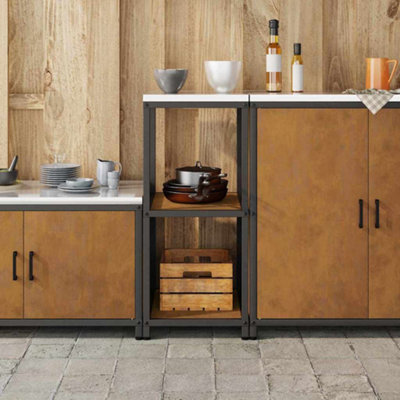 Kitchen Storage Shelf with Shelf Rusty Weathering steel