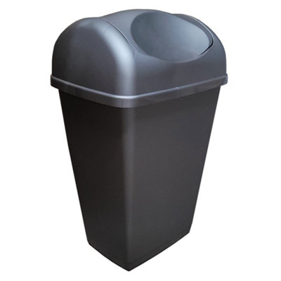 Kitchen Swing Bin Plastic Waste Paper Rubbish Recycle Bin Home Office Kitchen Room Dustbin Platinum Silver - 50L