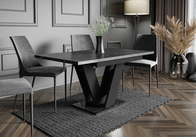 Kitchen table 120-160x80 extendable modern black marble effect Masiv Royal
