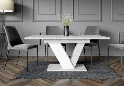 Kitchen table 120-160x80 extendable Modern White Stone